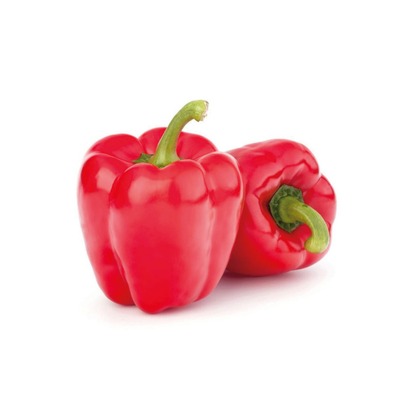Red bell peppers in greenhouses