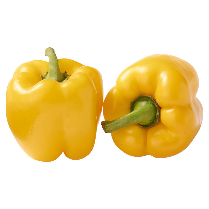 Yellow bell peppers in greenhouses